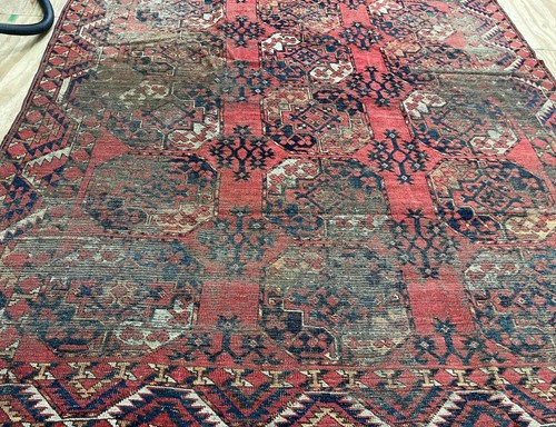 Antique Erssary Turkman Carpet, AS IS 6'9" 8'8" c-1890's #17469 - Picture 8 of 9