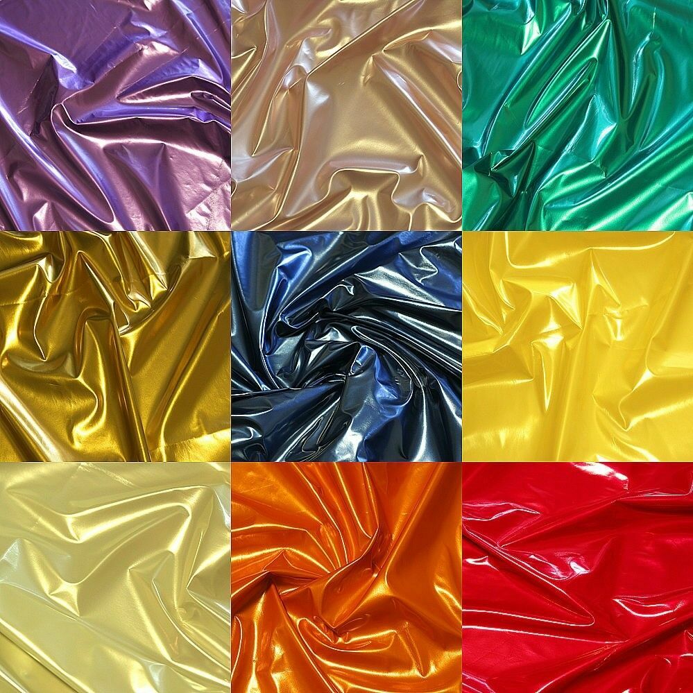 METALLIC SHINY PU LATEX VINYL PLEATHER STRETCH GOTHIC FETISH FABRIC