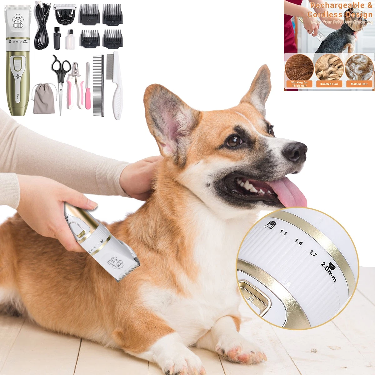 Professional Pet Clippers Dog Cat Hair Trimmer Cordless Shaver Grooming Comb Kit