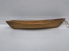 Vintage Hand Carved Wooden Canoe Toy Boat 28cm Pull String
