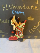 Yellowstone 1990 Wood "Horse in Boot" Christmas Ornament Hand Crafted USA
