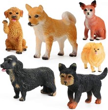 Juego de 6 figuras de perro figura de juguete de perro figuras de cachorro juego realista de animales domésticos