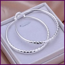 Charms fine 925 Sterling Silver 5CM circle hoop Earrings for Women fashion