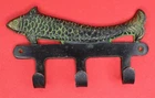 Fish Shape Victorian Antique Style Handmade Brass Cloth Key 3 Hook Wall Hanger