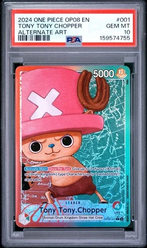 2024 ONE PIECE OP08-TWO LEGENDS ALTERNATE ART #001 TONY TONY CHOPPER PSA 10