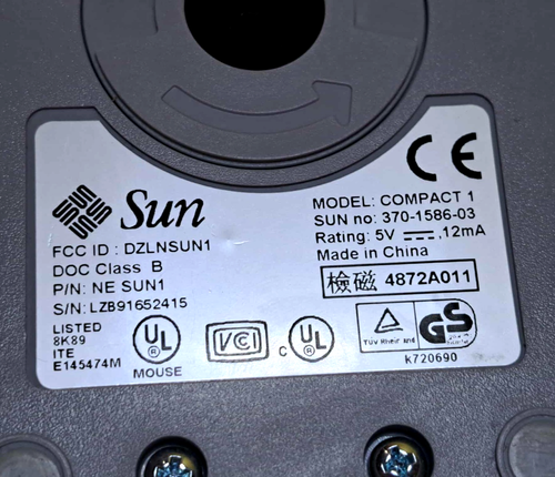RATÓN BOLA MECÁNICO VINTAGE SUN COMPACTO 1 3 BOTONES 370-1586-03 PARA ESTACIÓN DE TRABAJO - Imagen 7 de 7