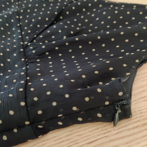 JCrew Silk Crepe Polka Dot Dress Size 14 Navy Tan Date Party Wedding Guest $198 - Picture 4 of 16