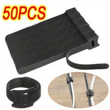 50 Cable Straps Wire Cord Hook Loop Ties Reusable Fastening Organizer Lot