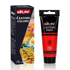  Acrylic Leather Paint 2.5oz Red for Shoe Painting -Leather Paint for Bag & 
