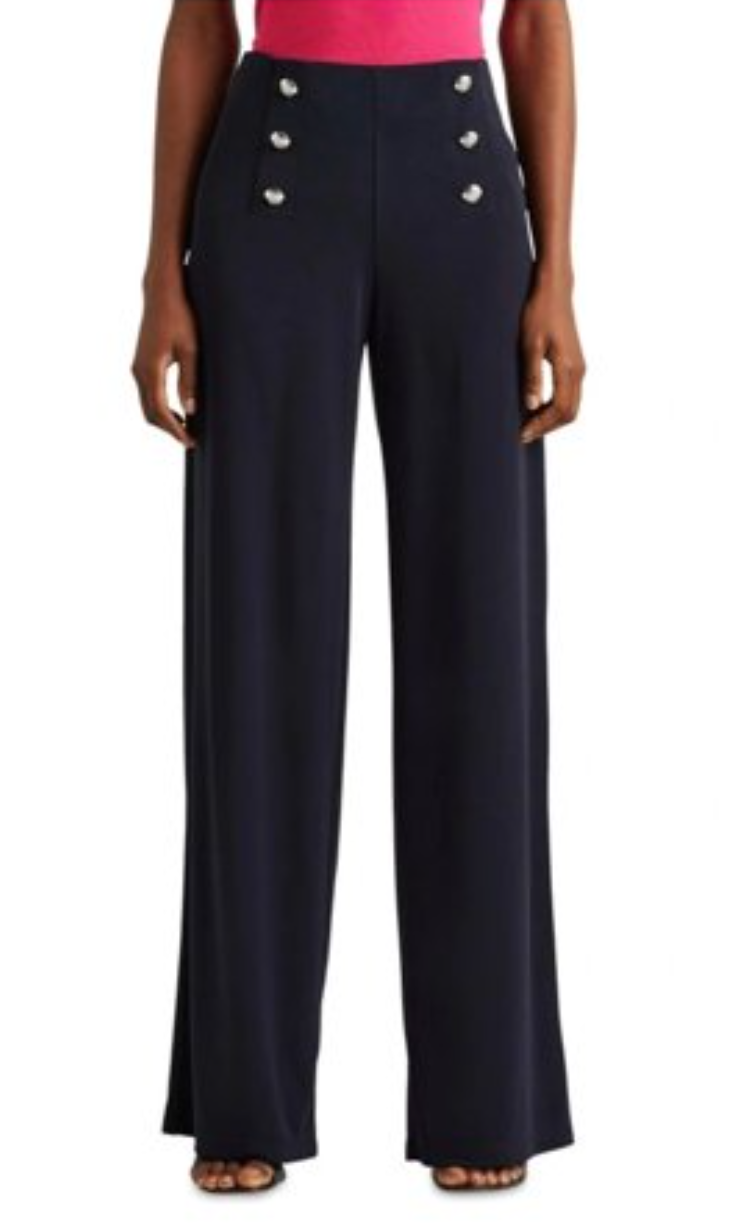 Lauren Ralph Lauren Women Stretch Jersey Wide Leg Pants Navy Size XL
