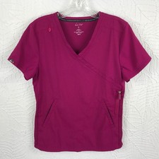 Koi Lite Scrub Top V-Neck Short Sleeve Slim Fit Size Small Dobby Magenta