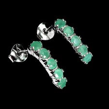 Orecchini In Argento Sterling 925 Con Gemma Naturale Di Smeraldo Rotonda 3mm