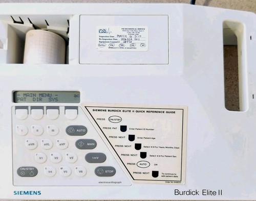 Siemans BURDICK ELITE II EKG MACHINE comes With Power Cord & EKG Paper. No Leads - Picture 1 of 11