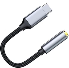 3.5mm 1/8 Inch Aux to USB C Audio Headphone Jack Adapter - Type C/USBC black 