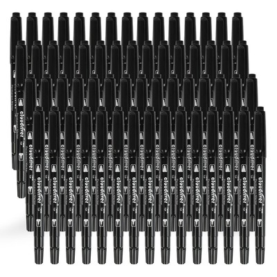 Ultra Fine Permanent Markers, 60 Bulk Pack Twin Tip Black Permanent Marker Se...