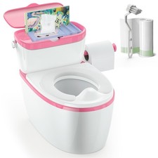 3-in-1 Toddler Potty Training Toilet with Flushing Sound, Wipes Storage Toilet