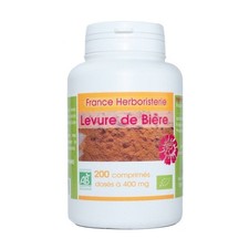 LEVURE DE BIERE BIO AB 200 comprimés dosés à 400 mg en comprimés.