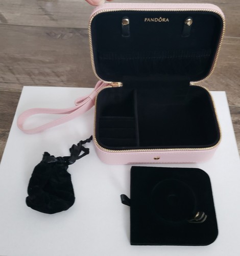 Pandora Rosa Kunstleder 3/4 Reißverschluss Schmuckkästchen Reise Organizer Neu - Bild 5 von 5
