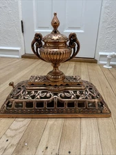 Antique Cast Iron Decorative Parlor Stove Top Finial Base Copper Plated