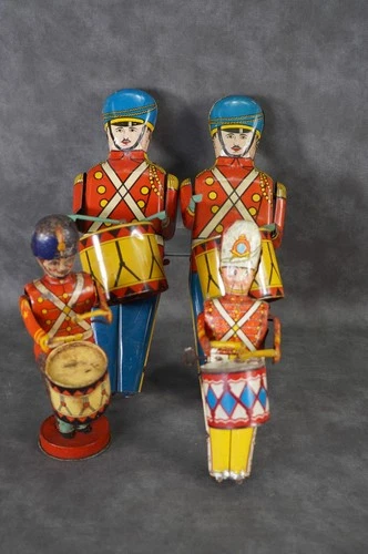 Lot of 4 Wolverine Chein Marx Wind Up Tin Litho Toy Soldiers Parts #W13