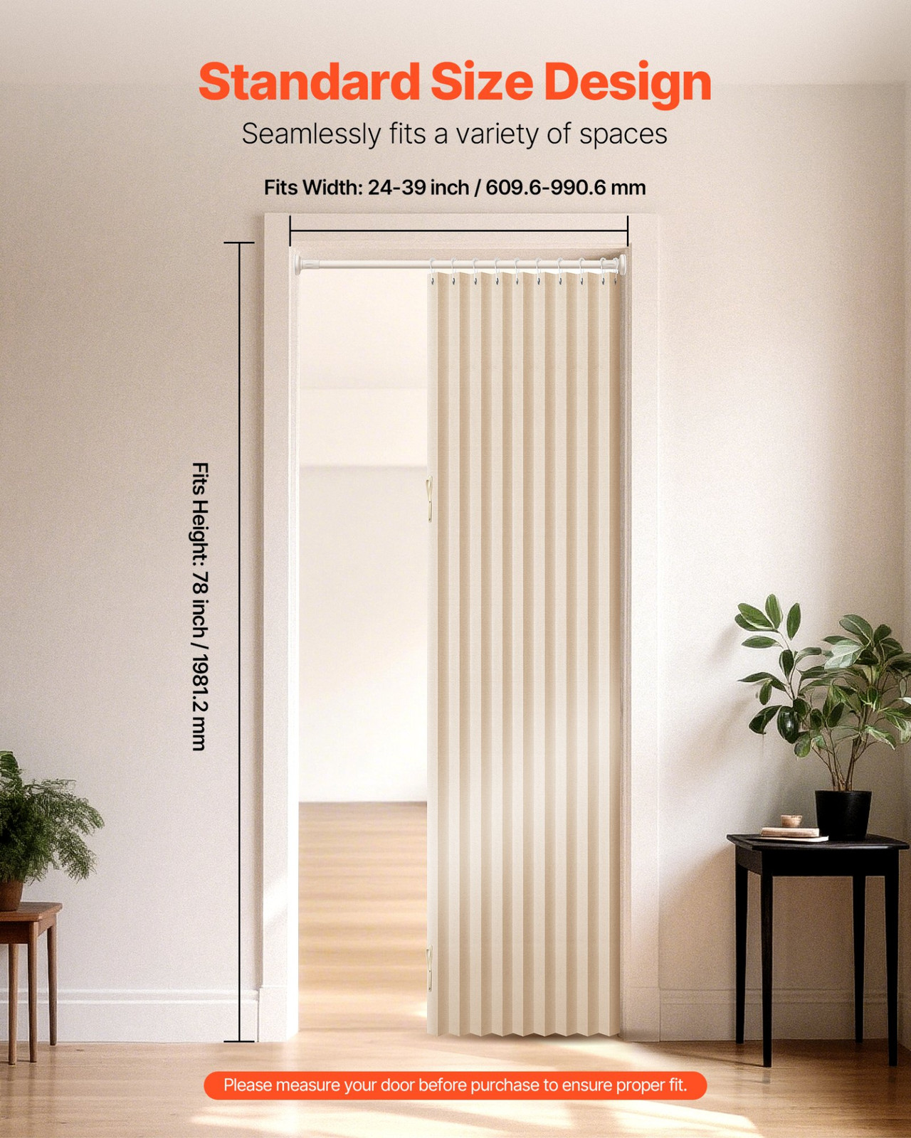 Accordion Door, 47 x 78 inch, 1 Panel