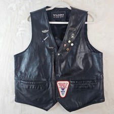wilsons leather vest biker Large vest Harley Pins by HD Motorcycle