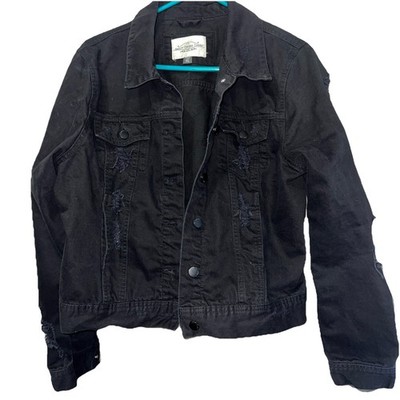 Ashley Vintage Charm black Jean jacket. Size XL Distressed Holes Women s