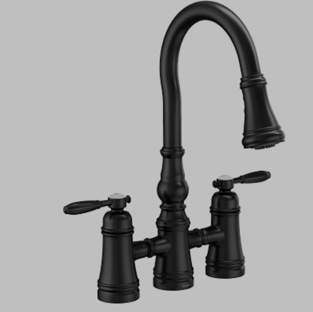 Moen Weymouth Two-Handle Pull-Down Bridge Kitchen Faucet &ndash; Oil Rubbed Bronze (S7