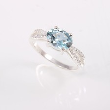 Gorgeous Aquamarine Ring in 925 Sterling Silver Ring Gift For Birthday Girls Mom