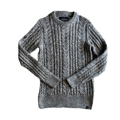 Superdry Jacob Crew Jumper Men's Size Medium, Blue/White Twist Knit