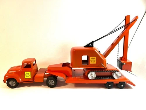 1957 Tonka  State Hi-way Dept Semi w/Steam Shovel on Gooseneck Trailer - Custom