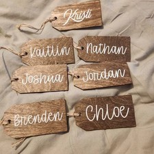 Wooden Stocking Tags 3pcs Laser Engraved Christmas Name Decor Farmhouse