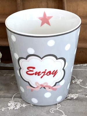 Krasilnikoff HAPPY MUG Tasse Becher * ENJOY * Porzellan, RAR B- Ware