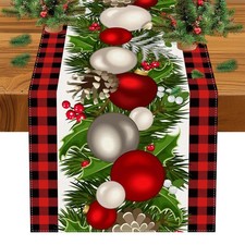 Bloss Christmas Table Runner 72 Inches Long,Red Buffalo Plaid Christmas Table...