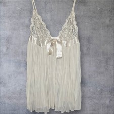 Victoria  s Secret Ivory Chemise Slip Dress Bridal Lingerie babydoll lace Sz XL