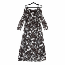 NEW Marina Dresses 1X Black White Floral Lace Cold Shoulder Midi Dress