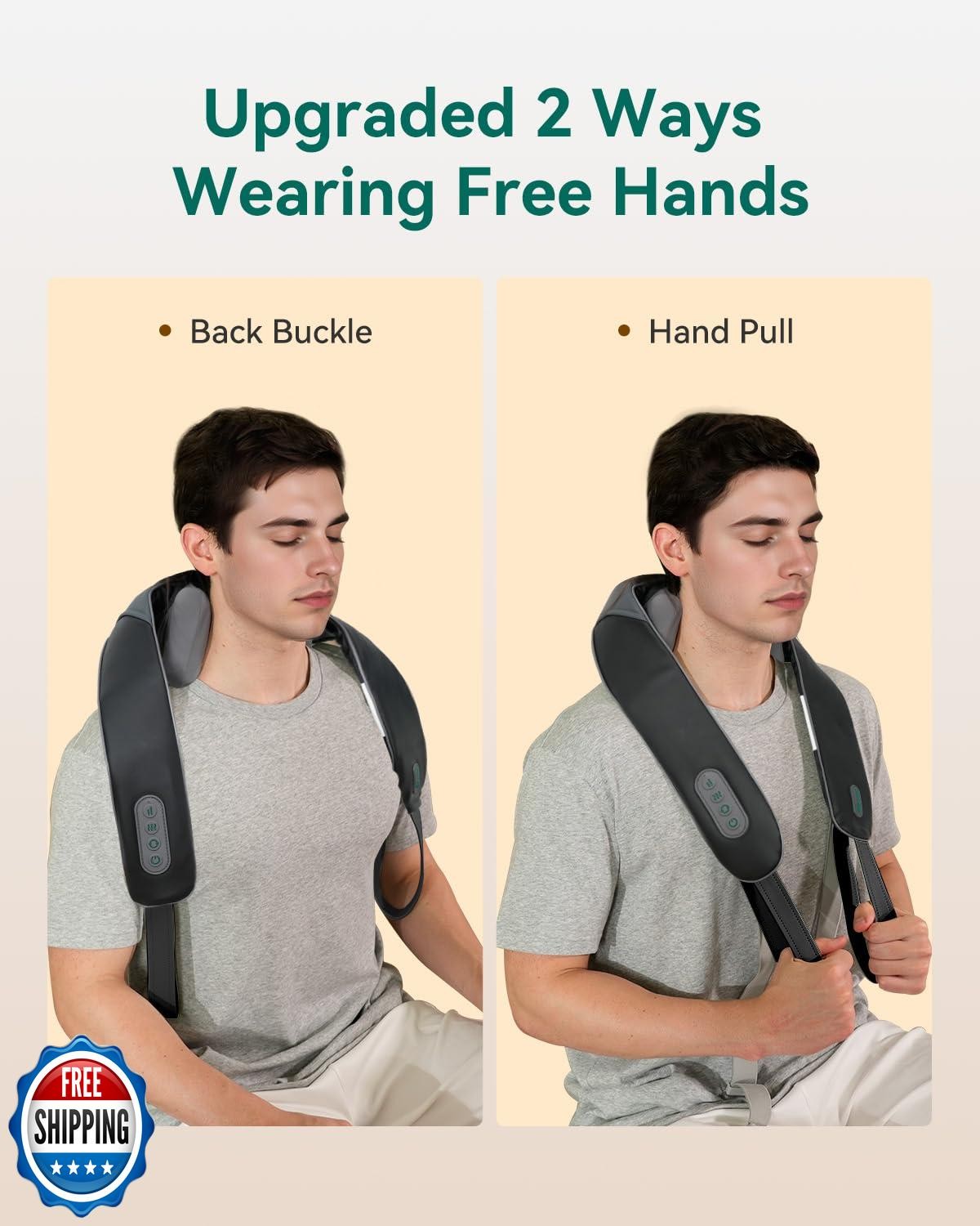 Snailax Neck Massager for Pain Relief Deep Tissue, Neck Massage with Heat, Co