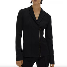 Helmut Lang Compact Rib Zip Blazer Size Small - Moto Asymmetric Stretch Jacket