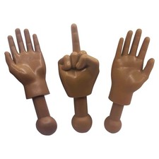 Tiny Hands 4.5-Inch Novelty Toy  Left and Right  Middle Finger Hand Deep Brown