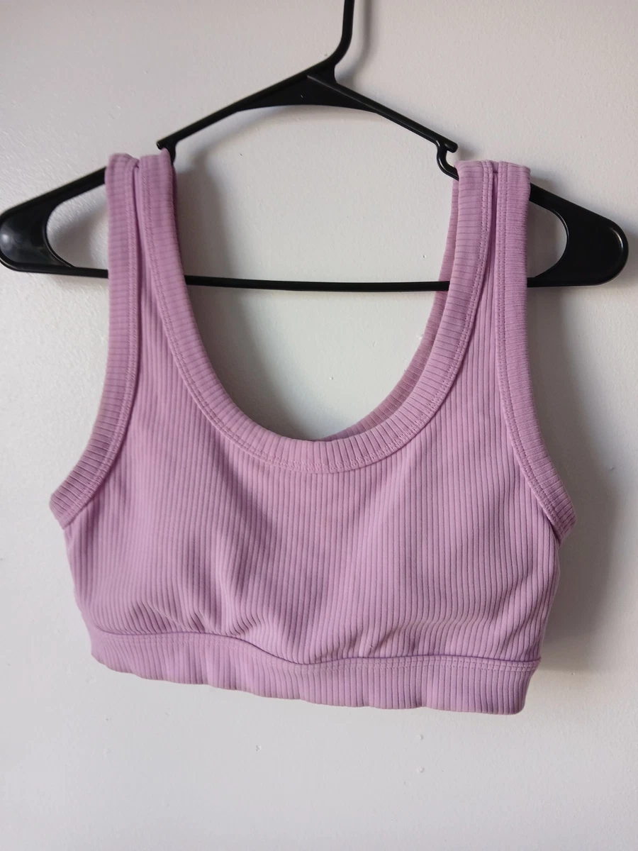 Alo Yoga Seamless Ribbed Sports Bra Purple Lavender Racerback Gym