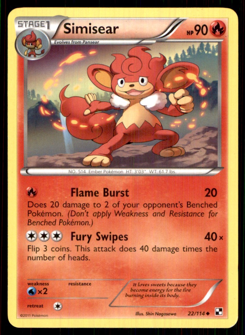 2011 Black & White Simisear Stage 1/Uncommon #22