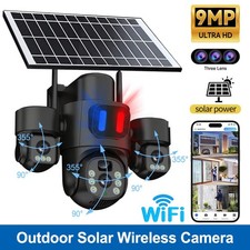 9MP Wireless WIFI Outdoor Home PTZ CCTV Security Camera Battery Solar Powered