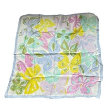 Vintage Butterfly Print Square Scarf Boho Hippie Pastel Lightweight Wrap
