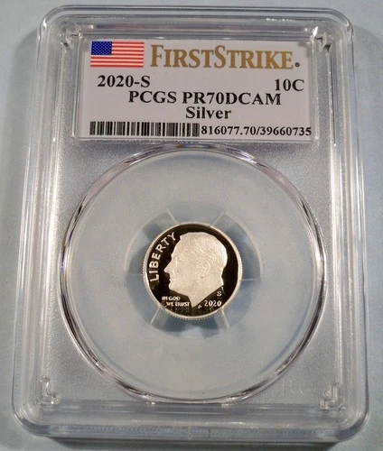 2020-S 10c SILVER PCGS PR70DCAM ROOSEVELT DIME .999 FINE PROOF DEEP CAMEO