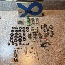 LARGE LOT VINTAGE ASSORTED STROMBECKER SLOT CAR PARTS & PIECES MOTORS