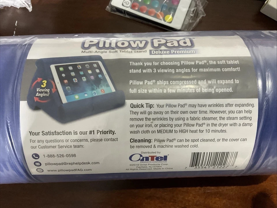Ontel Pillow Pad Multi-Angle Soft Tablet Stand,  BLUE NIP - Image 2 of 2