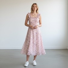 Altar'd State Women Purple and Cream Floral Midi Dress Size M