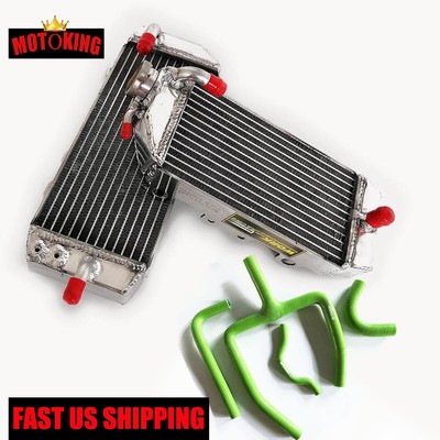 Aluminum Cooling Radiators +Green Hose For 2009 2010 Kawasaki KX250F KX 250 F