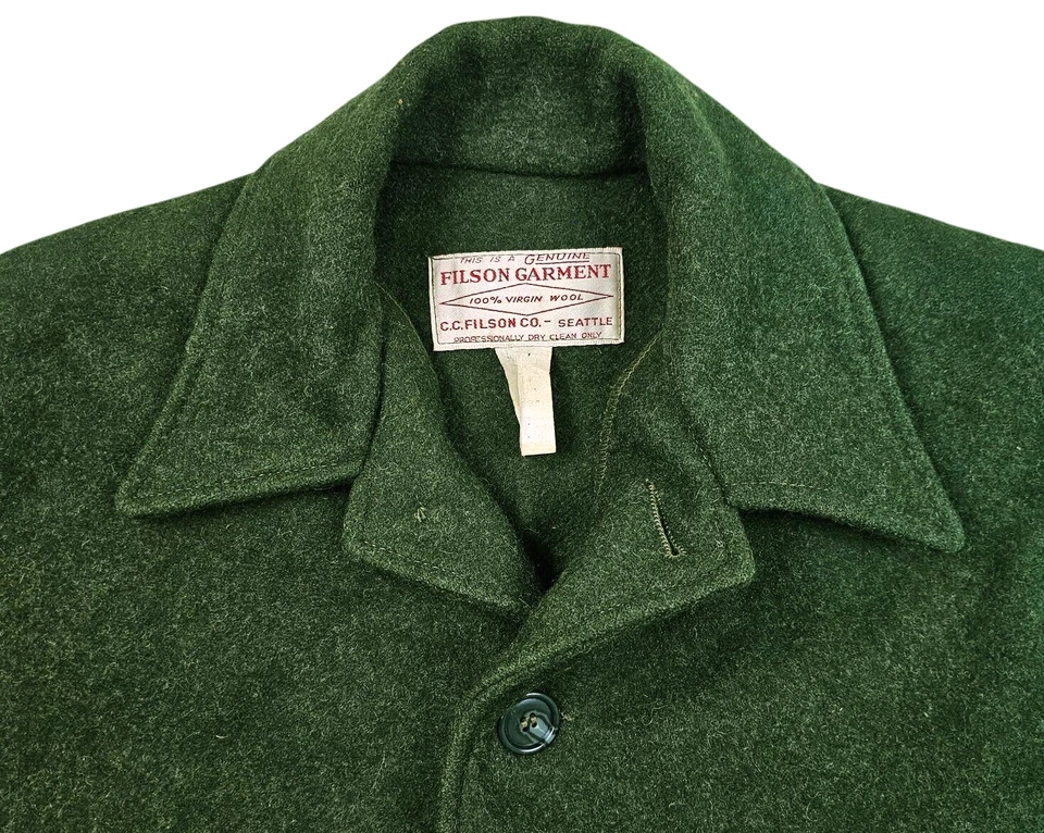 HOT VTG Men's FILSON 83 McKINAW CRUISER PARKA WOOL SAGE GREEN COAT Jacket 38 S-M - Image 3 of 4