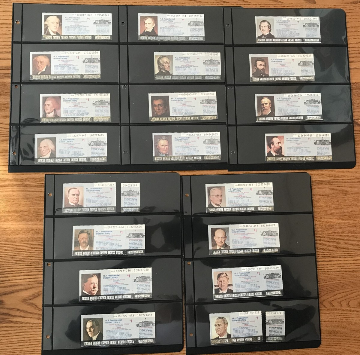 President Set of 35 NJ Instant Lottery Tickets ,issued 1976, NO